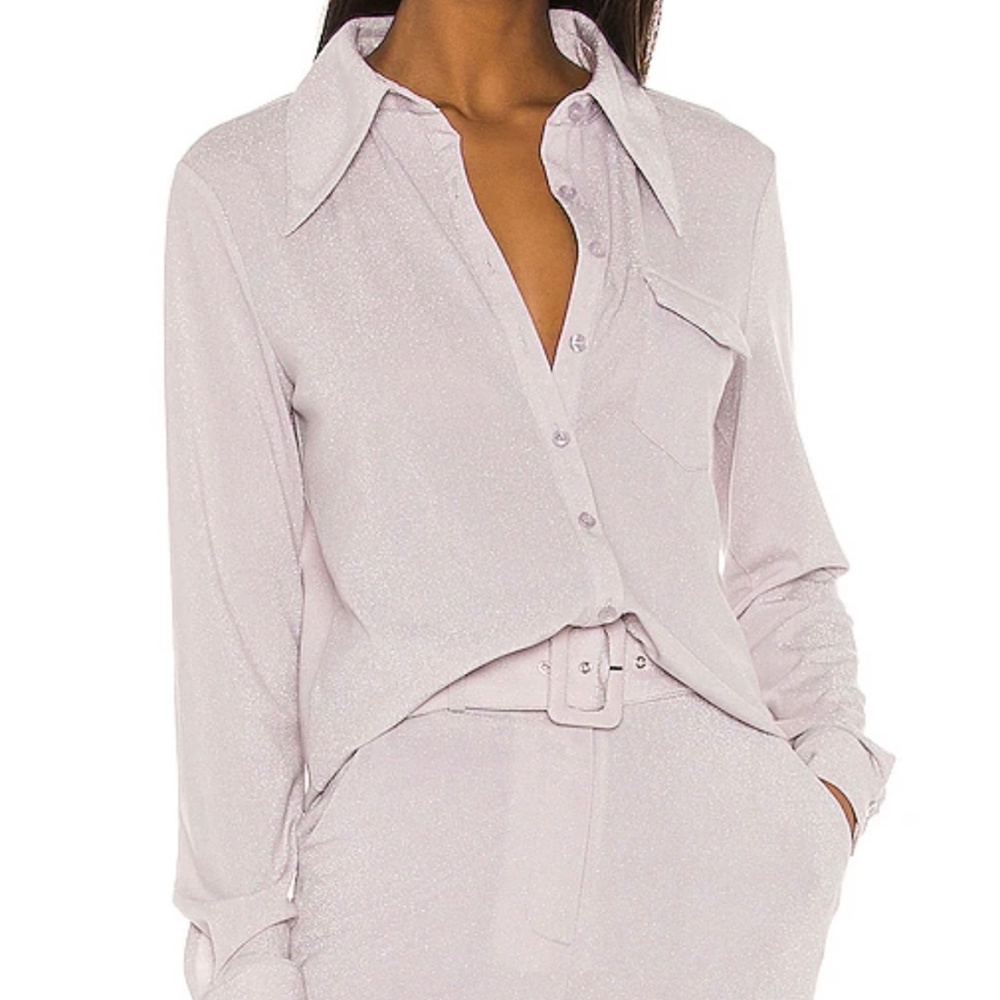 Song Of Style - Nori Top - Women's Long Sleeve Button Up in Purple Sparkle